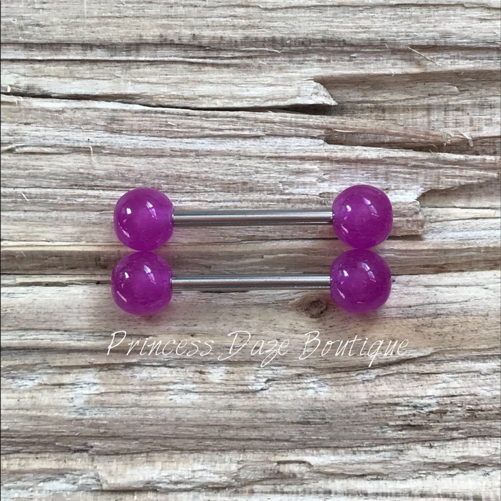 Purple Glow In The Dark‎ Barbell Nipple Rings